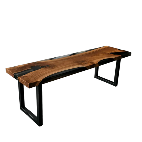 Valterra Midnight Sky Custom Live Edge Bench 4 ft | Solid Wood Resin Inlay Designer Seat