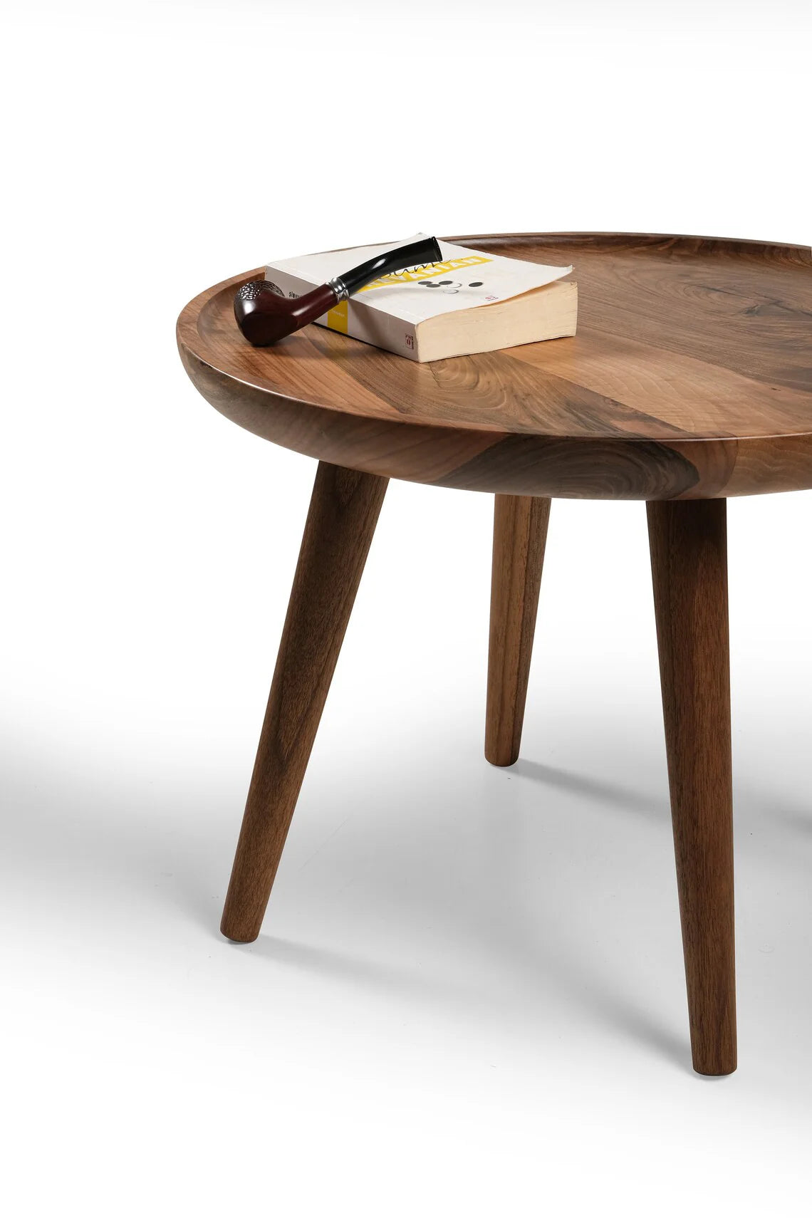 Orbital Rim Handcrafted Solid Wood Round Coffee Table 24-Inch | WoodsBuddy