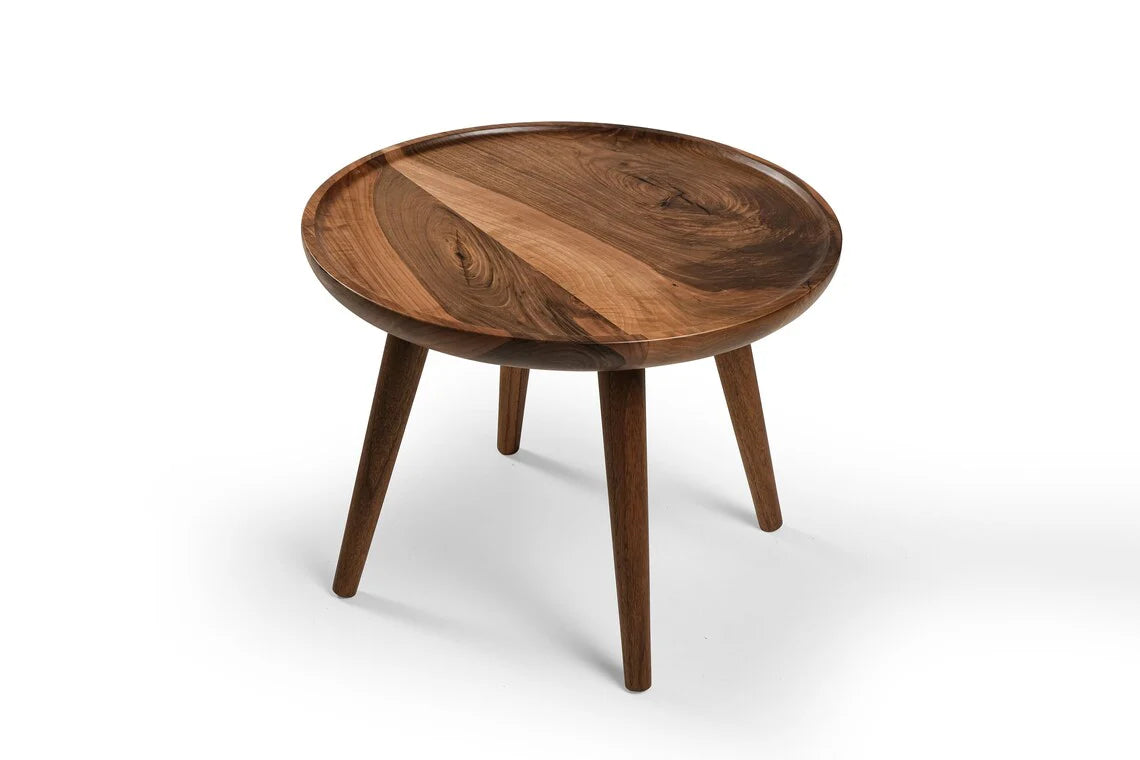 Orbital Rim Handcrafted Solid Wood Round Coffee Table 24-Inch | WoodsBuddy