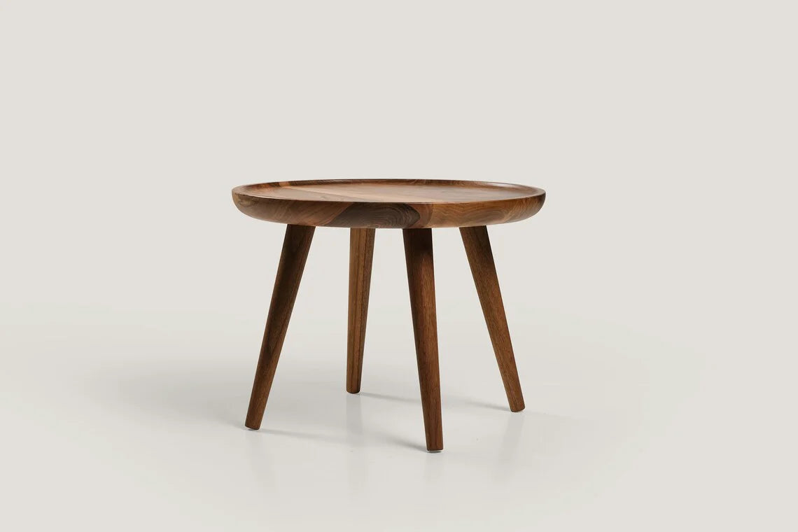 Orbital Rim Handcrafted Solid Wood Round Coffee Table 24-Inch | WoodsBuddy