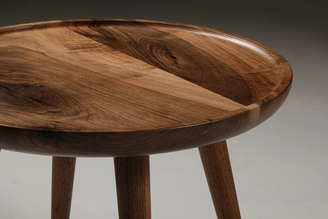 Orbital Rim Handcrafted Solid Wood Round Coffee Table 24-Inch | WoodsBuddy