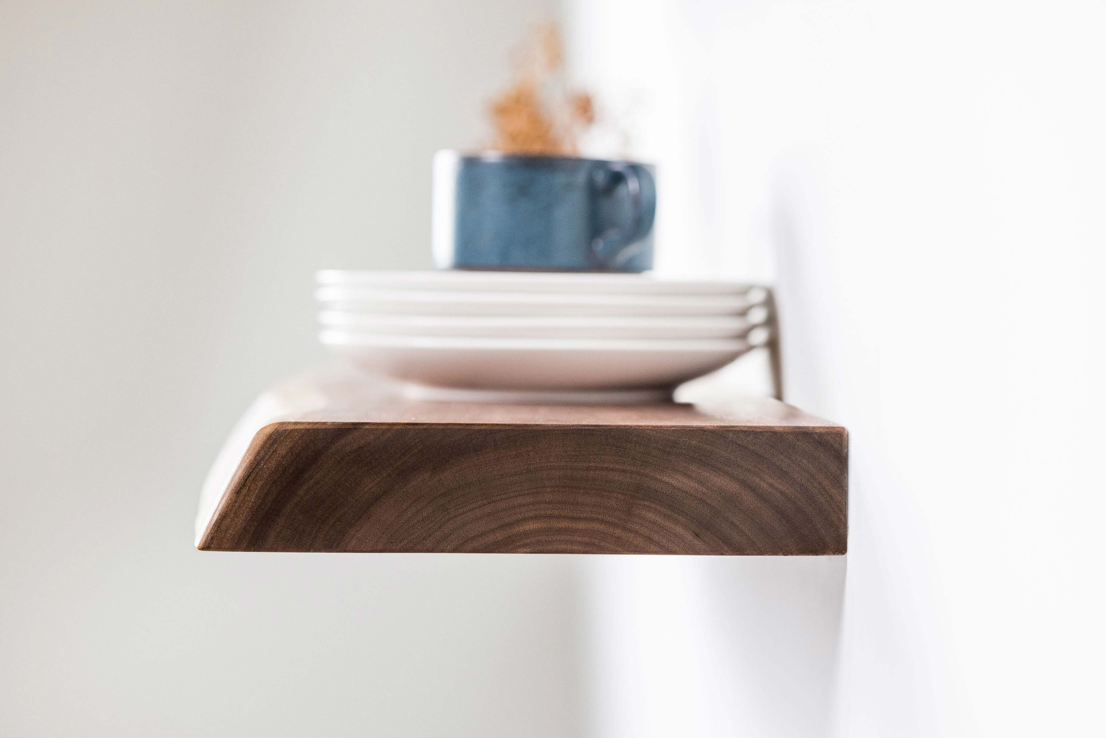 Toras Walnut Tone Solid Wood Floating Shelf Set of 2 | 3 ft Minimal Design | WoodsBuddy