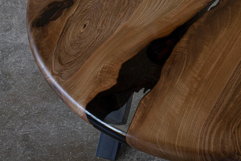 Astraea Mid-Century Epoxy River Round Coffee Table 24-Inch | WoodsBuddy