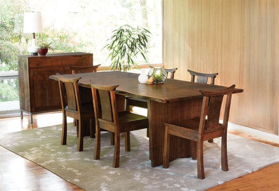 Modern Contemporary Wooden Live Edge 6-Seater Dining Table – Trestle Wooden Base Wood’s Buddy