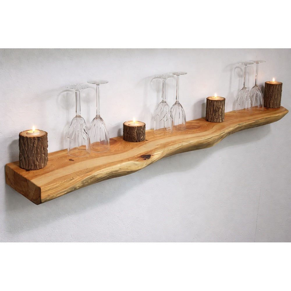 Big Rustic Log Acacia Live Edge Floating Shelf – Handmade Solid Wood | Wood’s Buddy