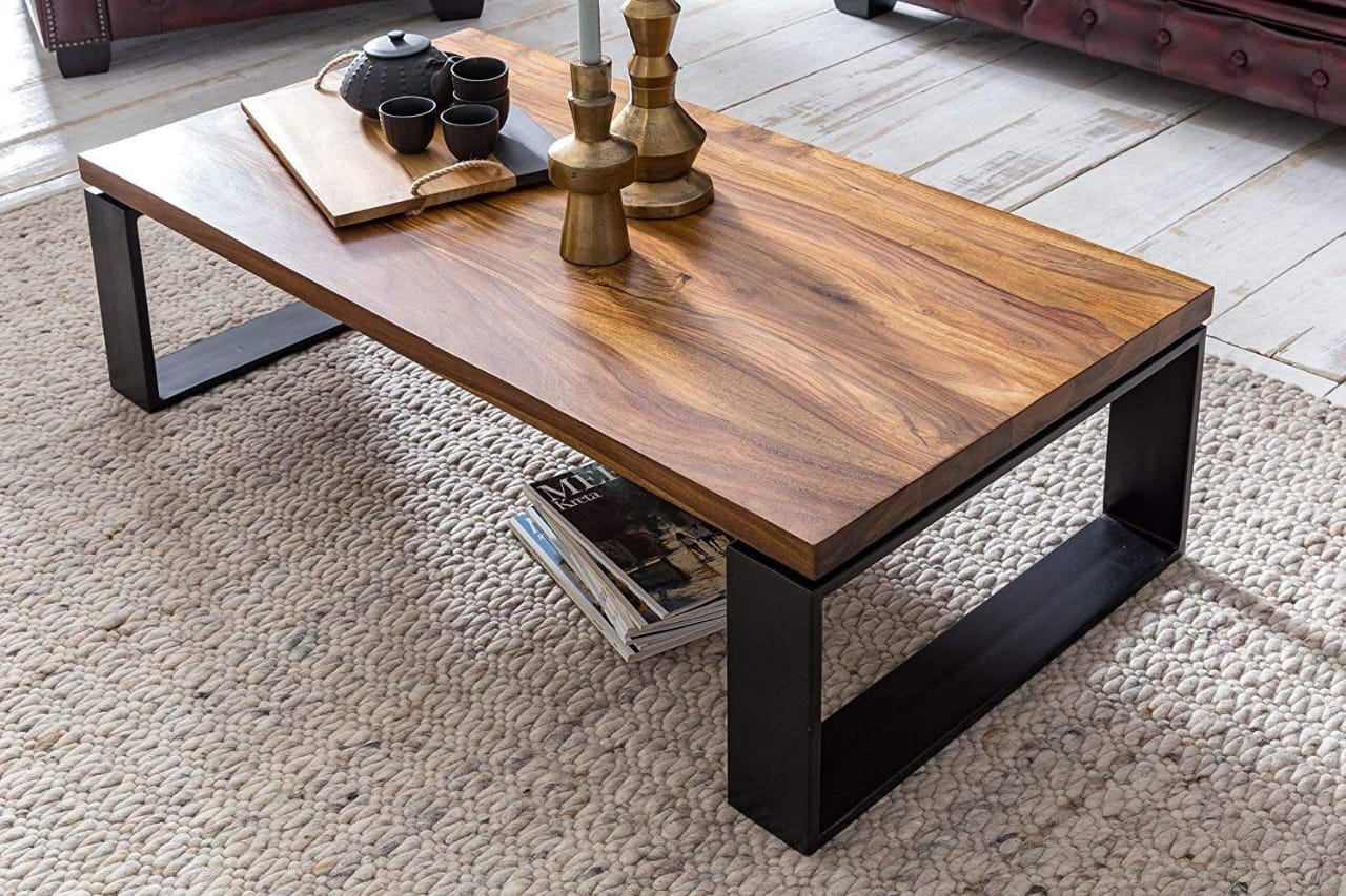 solid acacia wood furniture, natural grain coffee table, industrial coffee table, sustainable wood furniture, acacia centre table, steel frame table, eco-friendly furniture, handcrafted coffee table, modern farmhouse table, durable hardwood table